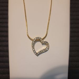 Swarovski Crystals Open Heart Pendant Necklace NWOT